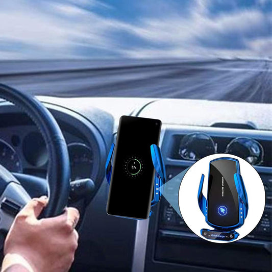 Wireless Car Charger Mount Automotive Electric Induction 15W Fast Charging Auto Clamping Car Phone Holder Mount Wireless Charging Mount Air Vent Phone Holde Compatible with All Android (Blue)