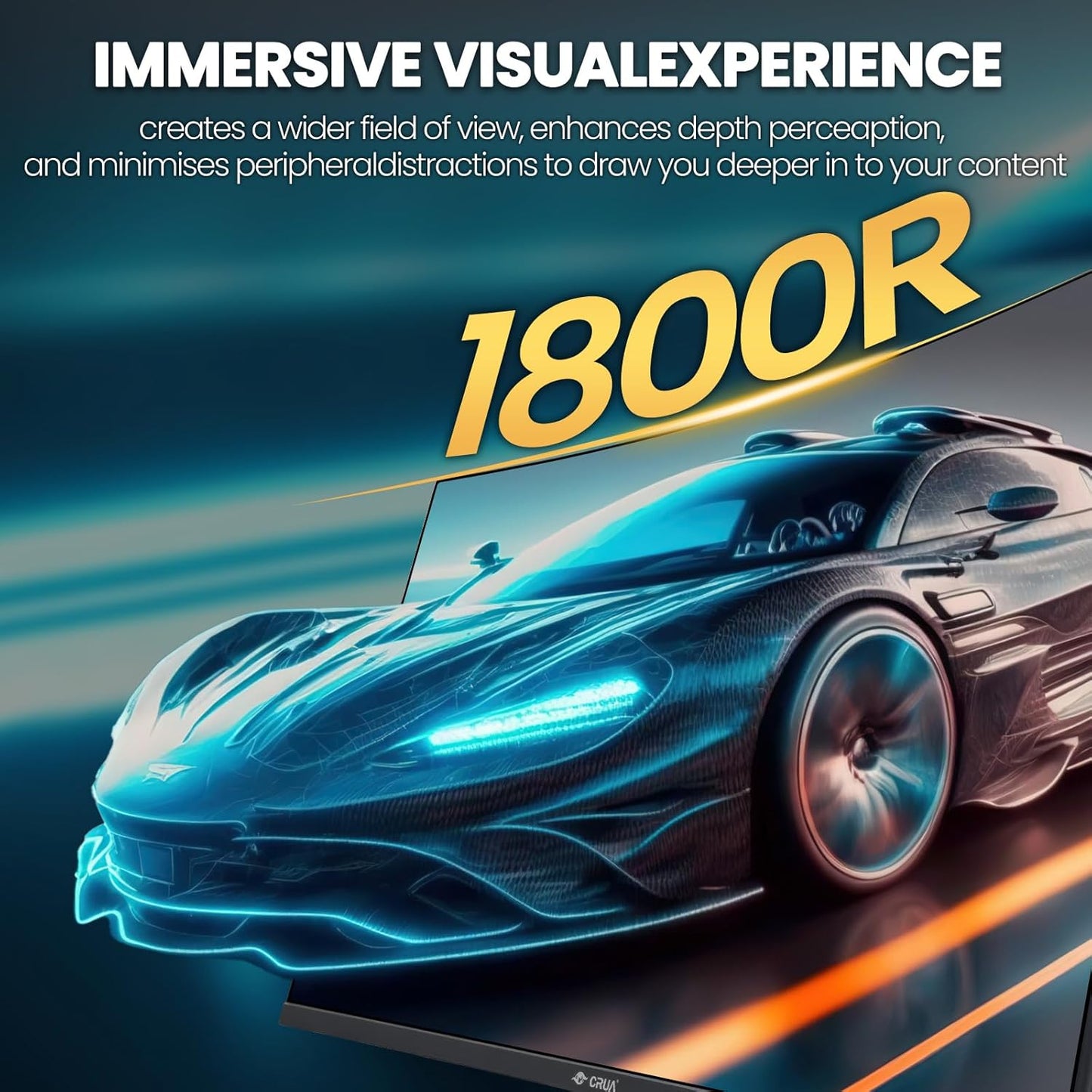 CRUA 32Inch Curved Gaming Monitor, FHD(1920 * 1080P) VA Screen 165Hz/200Hz, 1800R VA Screen, 120% sRGB, Computer Monitor That Support AMD Freesync, HDMI, DP, Wall Mountable Installs-Black