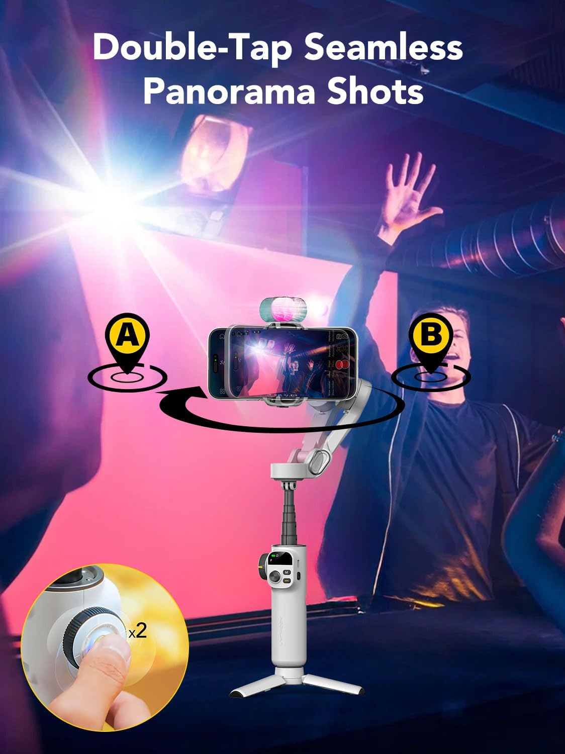 Smart X2 3-Axis Gimbal Stabilizer for Smartphone with Adjustable RGB Fill Light, Built-in 20cm Extension Pole Selfie Stick, OLED Screen for Night Shots, Video Recording,X2 KIT White