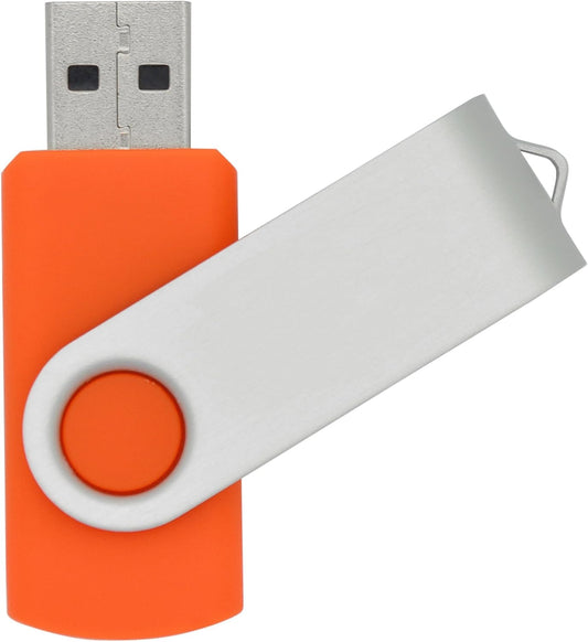 10 Pack 16GB USB Flash Drives USB 2.0 16GB Flash Drive Swivel USB Memory Stick Thumb Drive,Orange