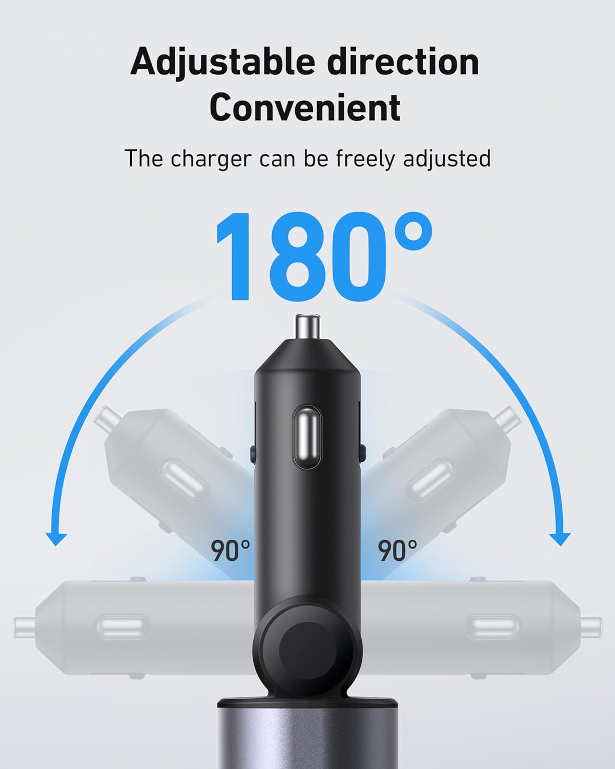 UYOUNG Retractable Car Charger 100W, 4 in 1 Fast Car Phone Charger, 2 Retractable Cables 31.5 Inch and 2 USB Ports, Compatible with iPhone 15/14/13/12/11 Pro Max/XR/XS,Samsung,Pixel,iPad/iPod