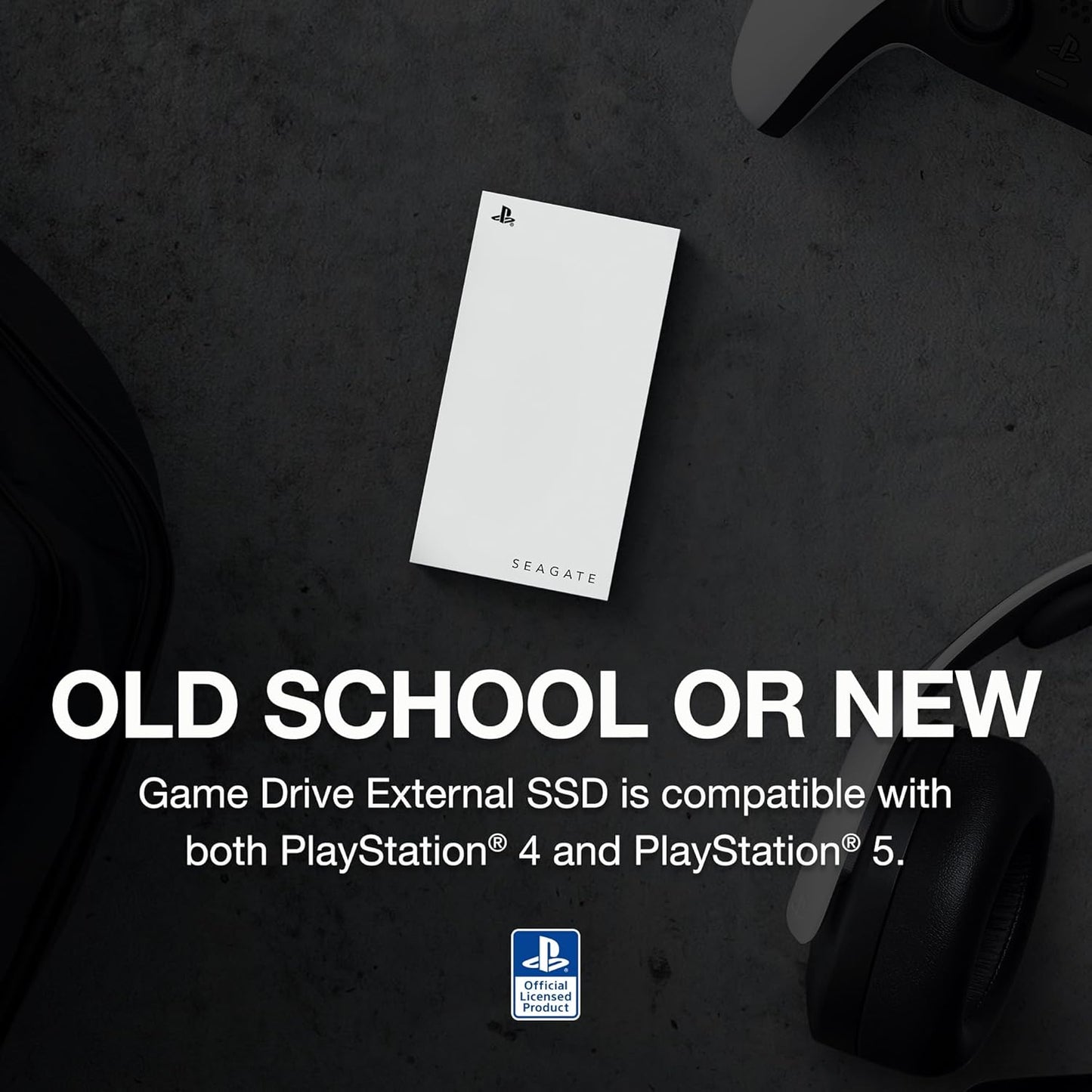 Seagate Game Drive for PS5 External SSD 2TB Solid State Drive - USB 3.2 Officially Licensed White with Blue LED Lighting (STMH2000100)