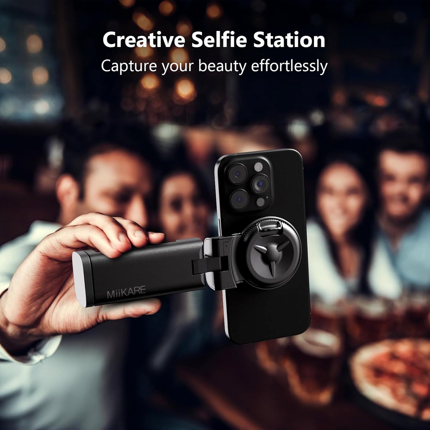 MiiKARE Travel Essentials Magnetic Airplane Phone Holder, Universal Handsfree Phone Mount for Flying with 360 Degree Rotation, Travel Must Haves Phone Stand for Desk, Tray Table, Black&Black