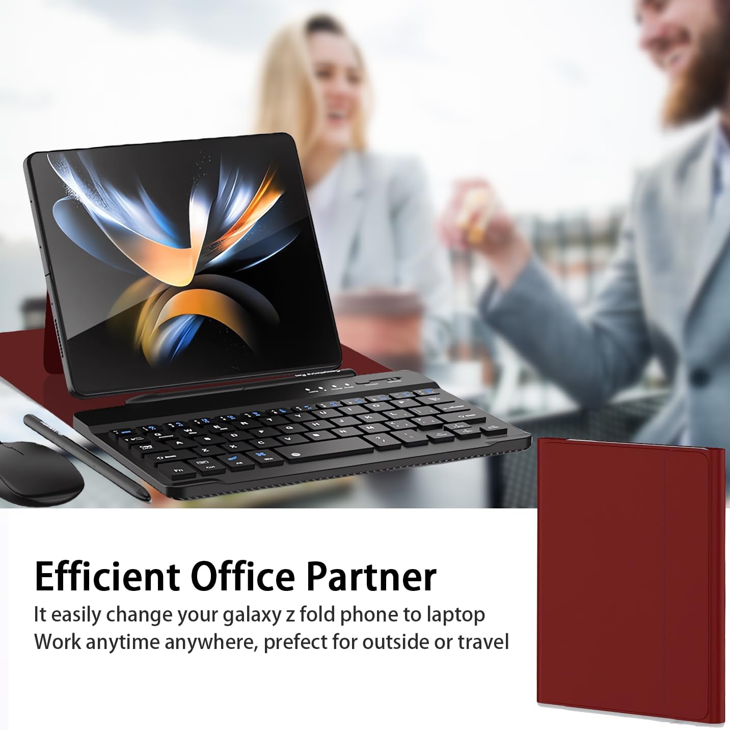 for Samsung Galaxy Z Fold 7 6 5 Keyboard and Mouse, Portable Mini 7.9 inch Bluetooth Keyboard with Leather Case and Capacitive Pen, 4 in 1 Set for Z Fold7 6 Accessories