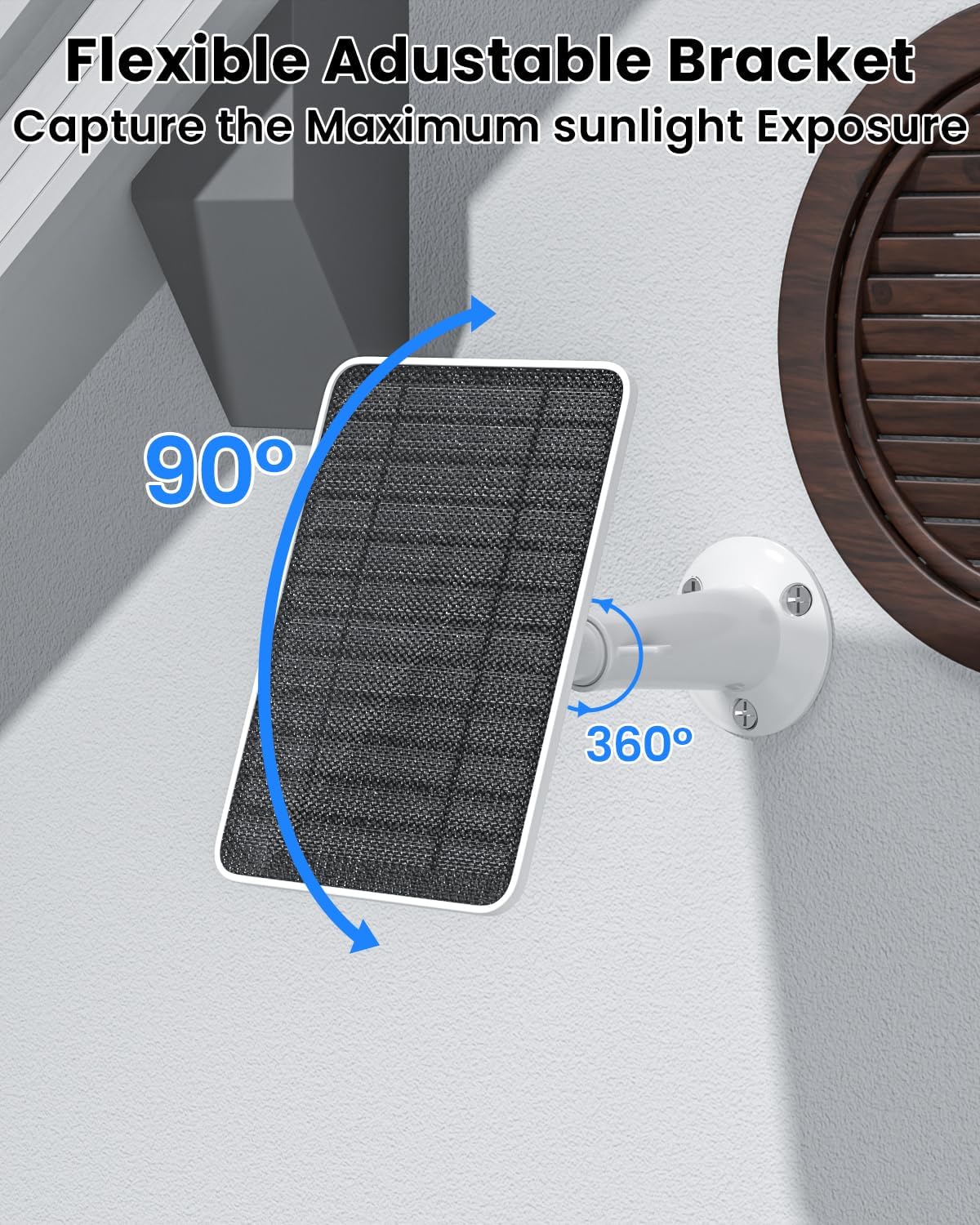 5W Solar Panel Charger Compatible with Arlo Essential 2K Outdoor Camera(2nd Gen)/Essential Outdoor XL(2nd Gen)/Essential Spotlight, IP65 Waterproof 10ft USB-C & Micro USB Cable & Wall Mount, 4 Pack