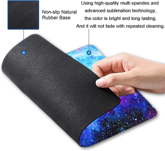 Mouse Pad, Square Anti-Slip Rubber Mousepad for Gaming Office Laptop Computer PC Men Women Kids, Cute Custom Pattern, Galaxy Nebula Universe Space