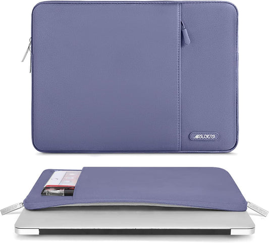 MOSISO Laptop Case 16 inch, 15-15.6 inch Laptop Sleeve Compatible with MacBook Pro 16 M4 M3 M2 M1, HP Acer Dell Lenovo ASUS Notebook, Polyester Vertical Computer Sleeve Bag with Pocket, Lavender Gray