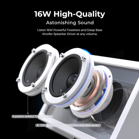 Cassette Portable Bluetooth Speaker, 16W Minimalist Speakers Bluetooth Wireless Loud, HD Powerful Sound and Wide Compatibility V5.3 for Indoor Outdoor - White