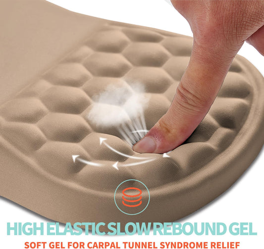 Ergonomic Mouse Pad Wrist Support with Memory Foam Massage Bulge, Carpal Tunnel Pain Relief Mousepad Wrist Rest for Mouse(12x8 inch, Sand Color)