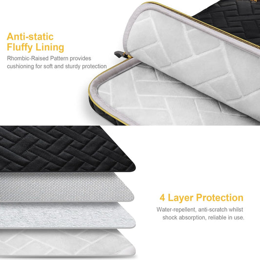 Lacdo Laptop Sleeve Case for 15 inch New MacBook Air M4 A3241 2025, M3 A3114, M2 A2941 2024-2023, 15 inch MacBook Pro A1990 A1707, Dell XPS 15 Plus Computer Bag with Accessory Pocket, Elegant Black