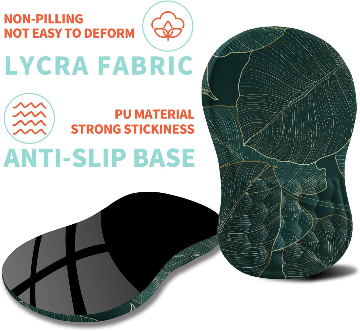 Ergonomic Mouse Pad Wrist Support with Memory Foam Massage Bulge, Carpal Tunnel Pain Relief Mousepad Wrist Rest for Mouse(12x8 inch, Leaves)