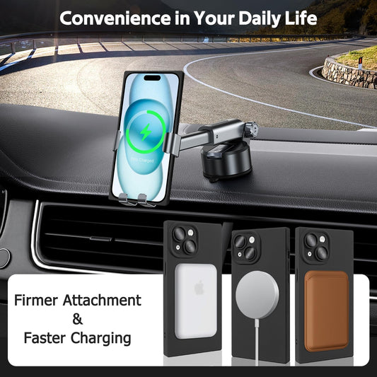 Designed for iPhone 15 Case Compatible with Magsafe Cover Camera Lens Protector Military Grade Protection Shockproof Soft TPU Slim Magnetic Phone Case for iPhone 15 Black