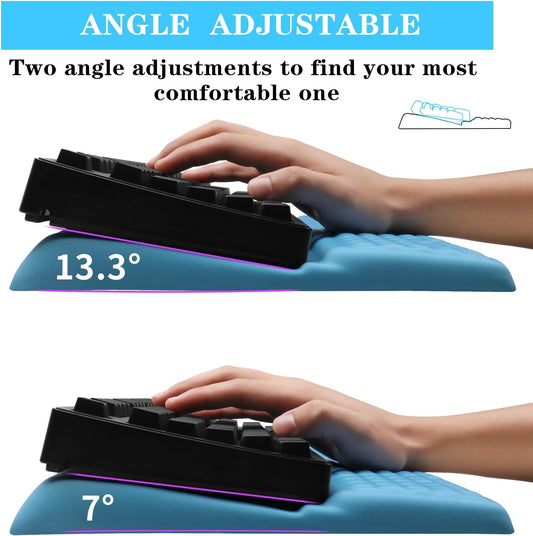 Computer Keyboard Stand Pad with Wrist Rest, Ergonomic Comfy Tilted Keyboard Stand Riser Holder Pad for Office Home (Blue)
