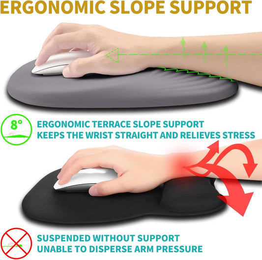 Hokafenle Ergonomic Mouse Pad Wrist Support with Stepped-Wedge Design, Wrist Rest Pain Relief Mousepad Filled with Memory Foam, Carpal Tunnel Mousepad for Wireless Mouse(12x8 inch, Light Purple Grey)