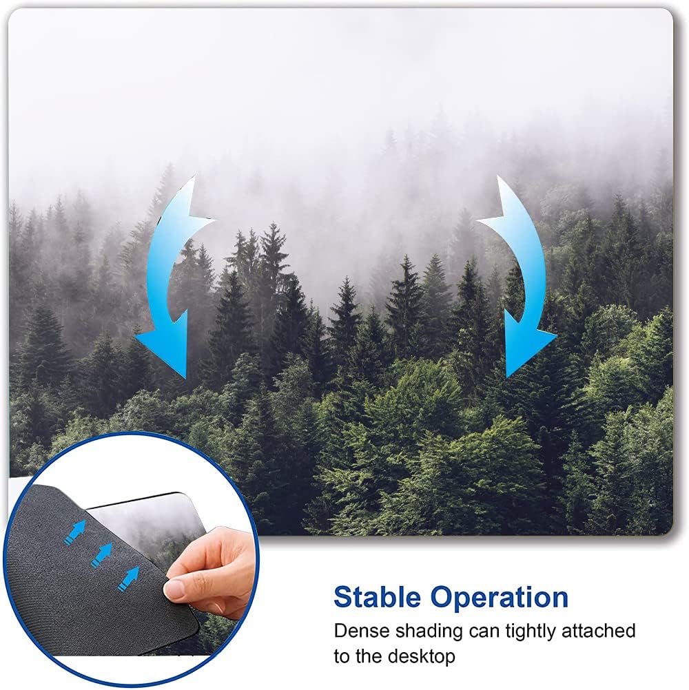 Misty Forest Mouse Pad, Natural Landscape Mouse Pad Custom Design, Square Waterproof Mouse Pad Non-Slip Rubber Base MousePads for Office Laptop, 9.5x7.9x0.12 in Inch