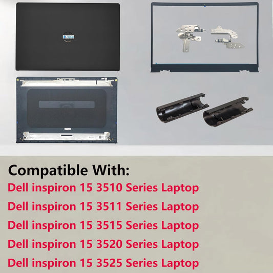 Replacement LCD Back Cover with Front Bezel with Hinges with Shaft Cover for DELL Inspiron 15 3510 3511 3515 3520 3525 3530 Series Laptop 0WPN8 00WPN8 9WC73 09WC73 AP3LE000901 Black