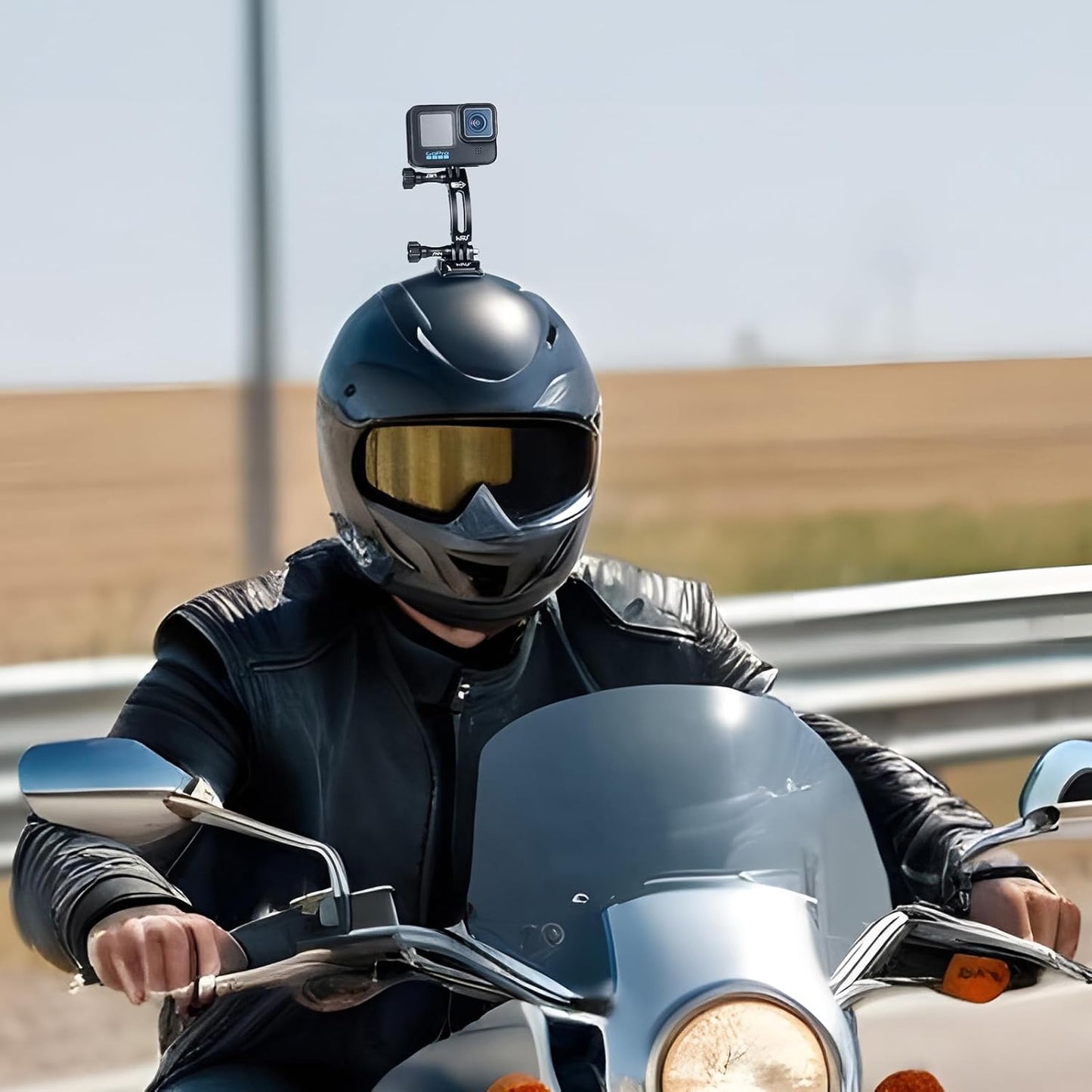 HSU Aluminum Alloy Curved Extension Arm (3”) Metal Pole Mount Helmet Stick Extension Arm Mount for Hero 13/12/11/10/9/8/7/6 Black, DJI Osmo Action 4/3 and More Action Cameras (Black)