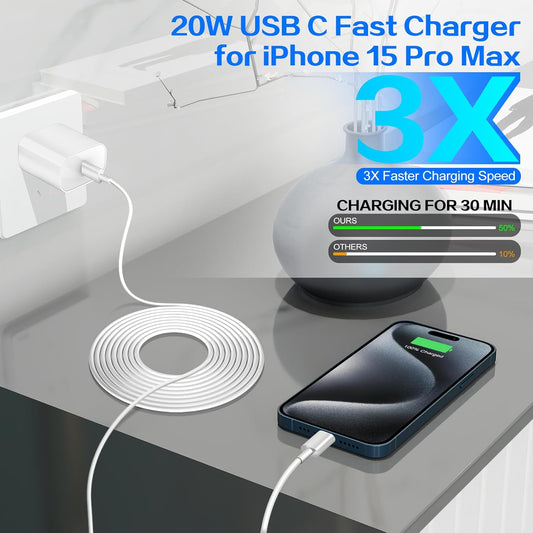 iPhone 16 Pro Charger Fast Charging 20W USB C Charger Block,2Pack Quick Type C Chargers with 6FT USB C Charging Cable Cord for iPhone 16 Pro Max/16 Pro/16e/16/iPhone 15 Pro Max/15 Pro/15 Plus,iPad Pro