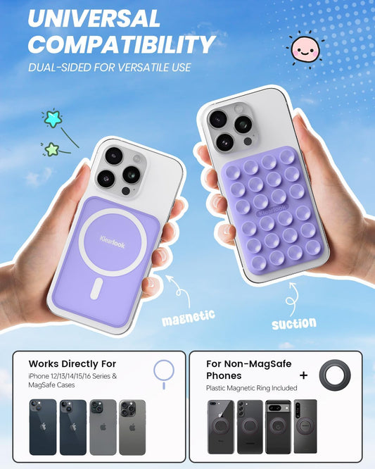 Klearlook Magnetic Suction Phone Mount for MagSafe Case, Removable Sticky Phone Grip Holder for Hands-Free Makeup/Selfie/Live Streaming/Vlog for TikTok & Instagram Influencer/Creator, Lavender