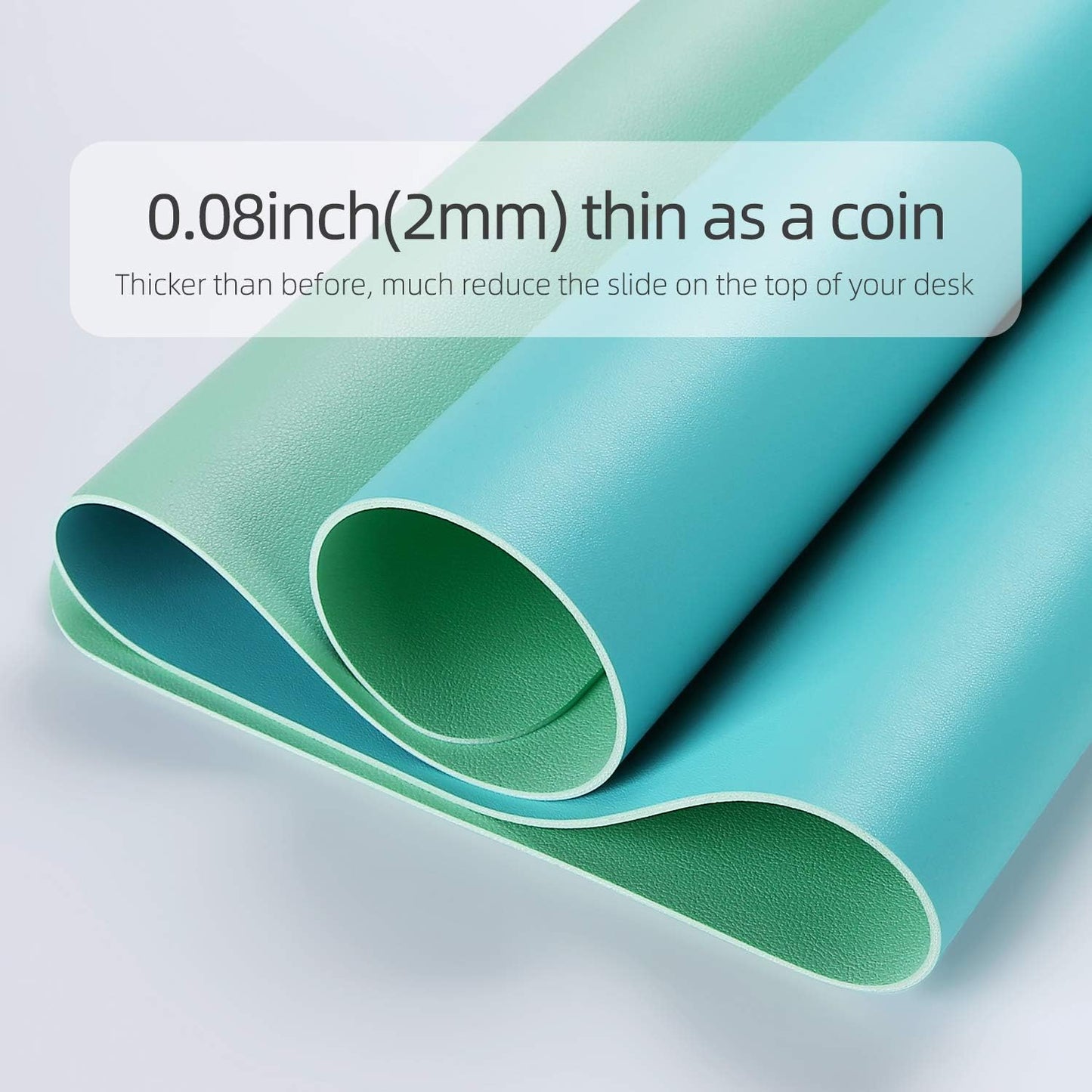 YSAGi Desk Mat, Waterproof Desk Pad,Large Mouse pad for Desk, Leather Desk Pad for Keyboard and Mouse,Dual-Sided Mouse Mat for Office (23.6" x 13.7", Calamine Blue+Cobalt Green)