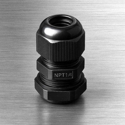 MGI SpeedWare 1/4" NPT Strain Relief Nylon Cord Grip Cable Glands, Black Plastic Grommet 100-Pack