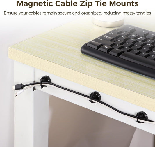 Magnetic Cable Zip Tie Mounts, 15 Pcs Magnets with 50 Pcs Cable Zip Ties, Multipurpose Magnetic Cables Holder for Cables Management, Wire Management Bases