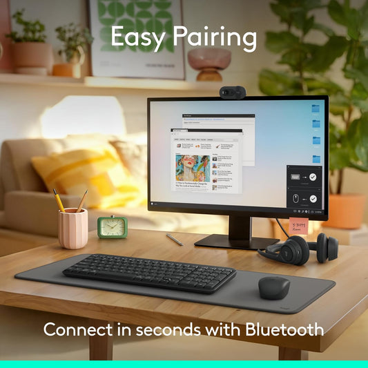 Logitech K250 Bluetooth Keyboard with Numpad, Easy Connectivity, Compact Wireless Keyboard Made with Recycled Plastic, Spill-Resistant, Comfortable Keys - Windows/MacOS - Graphite