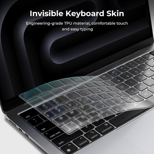 EooCoo Premium Keyboard Cover Skin Ultra Thin Protector Compatible with 2025-2021 MacBook Air 15" 13.6" M4 M3 M2 Chip, MacBook Pro 14" 16" M4 M3 M2 M1 Pro Max Chip, Clear