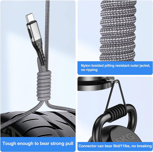 Durcord USB C Charger Cable, 2Pack 6ft Fast Charging 6Ft USB Type C Cord Cable, 6 Foot Type C Charger Premium Nylon Braided USB Cable Compatible with iPhone 15 Pro/Plust/Max-Silver