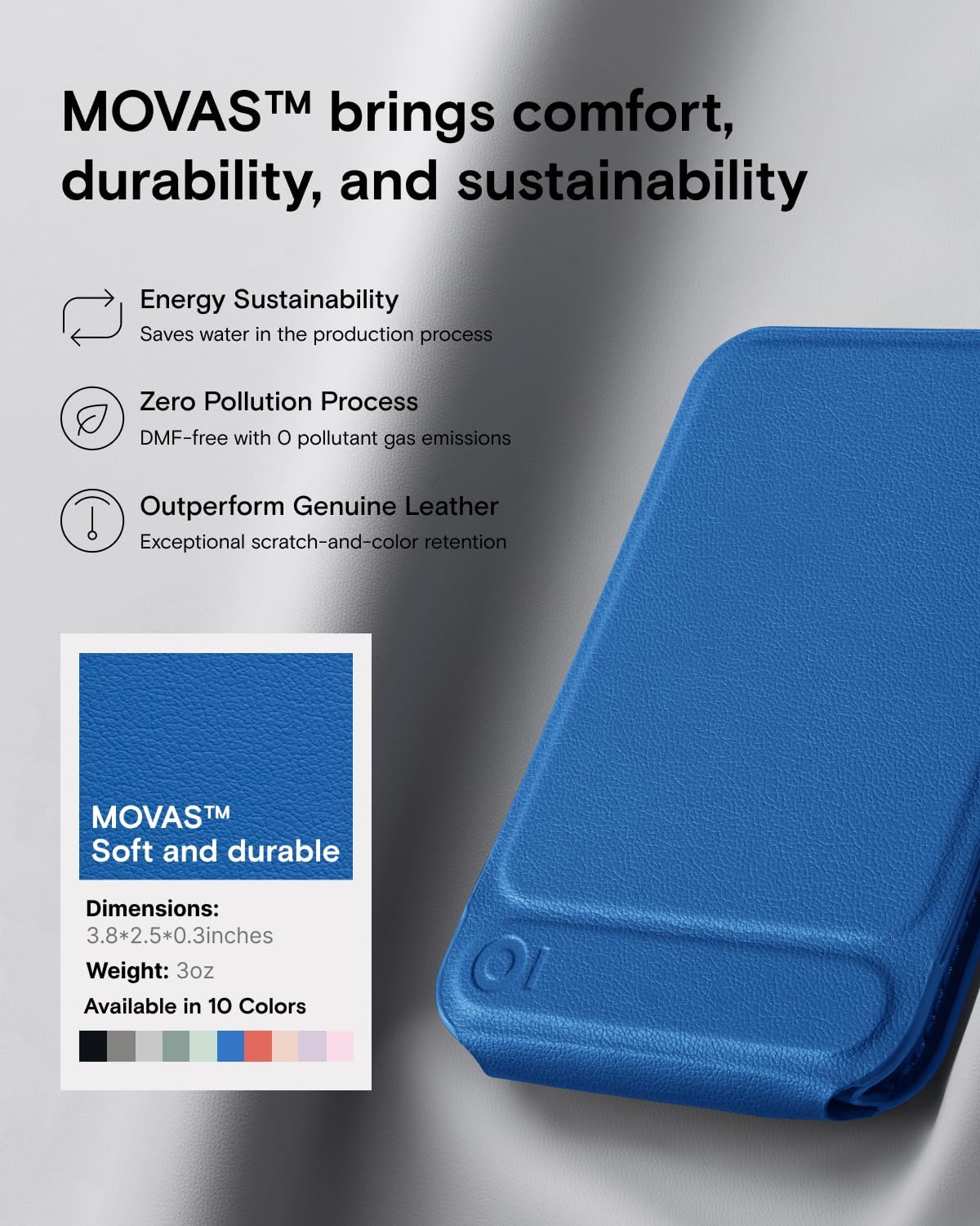 MOFT Phone Stand, Magnetic Phone Tripod Stand Stain-Resistant MOVAS Leather & Angle Adjustment & Strong Magnets Tripod for iPhone 16/15/14/13/12 (Included Metal Ring)-Sapphire