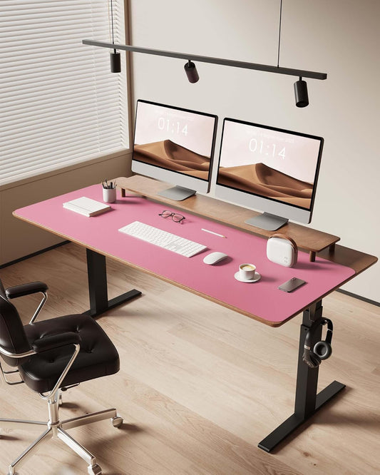 YSAGi Leather Desk Pad Protector, Office Desk Mat, Large Mouse Pad, Non-Slip PU Leather Desk Blotter, Laptop Desk Pad, Waterproof Desk Writing Pad for Office and Home (Pink, 47" x 17")