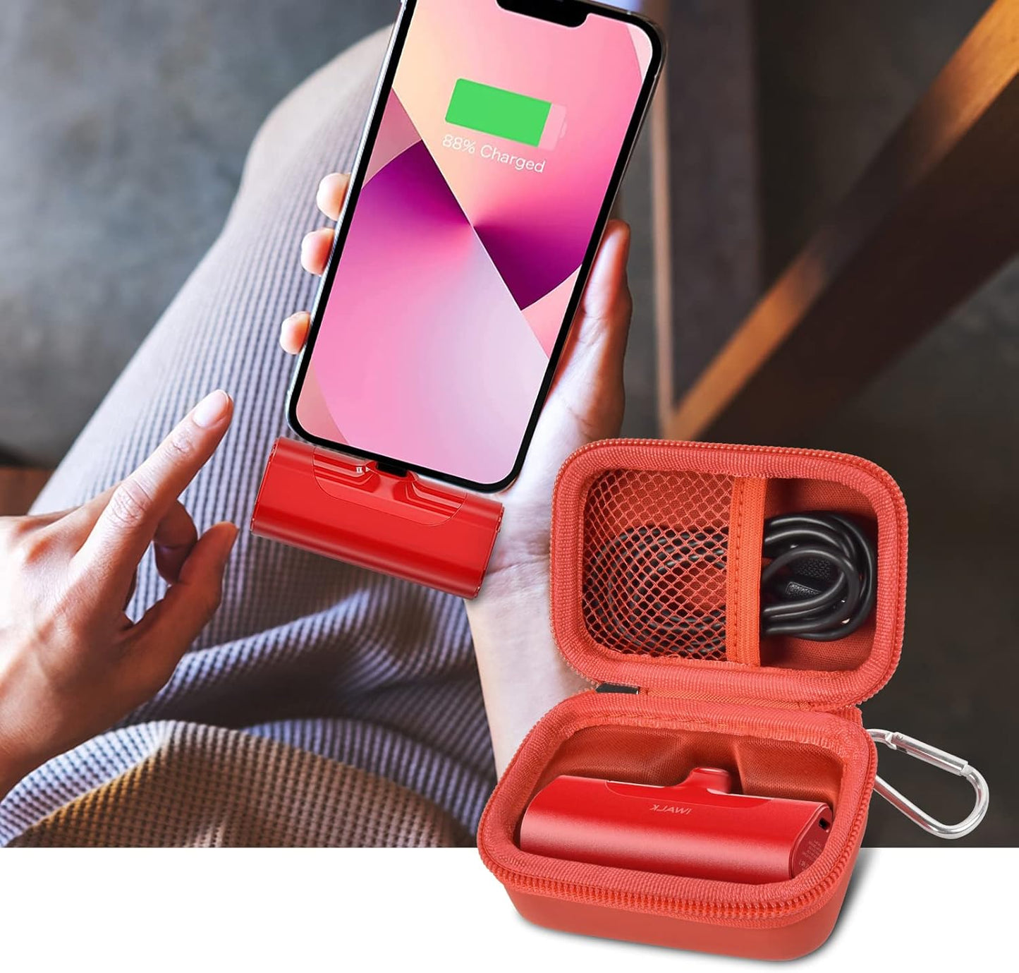Portable Charger Power Bank Case for Swyop/for Feob/for Charmast/for JEJILL/for LanLuk/for VEGER/for iWALK/for Taegila/for Kuulaa and More Small Charging Battery Pack - Bag Only (Red)