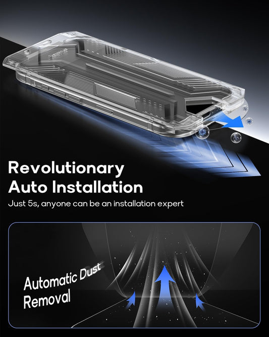 3 Pack for iPhone 15 Tempered Glass Screen Protector:9H+ Durable, Auto Positioning, Bubble Free, High Definition, Easy Installation