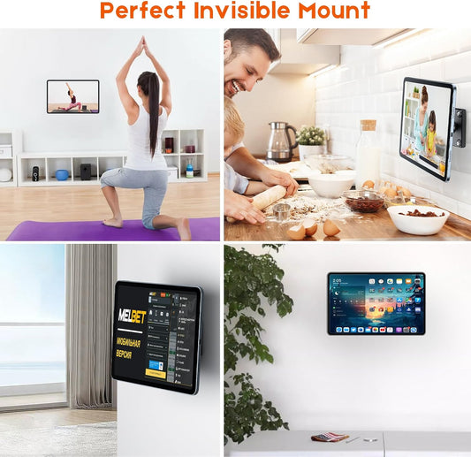OHLPRO Magnetic Tablet Wall Mount Holder, 360° Rotatable Drilling Base iPad Wall Holder with 2 Metal Plate, Strong Magnet Fits Tablet, Stand for Wall, Boat and Cabinet