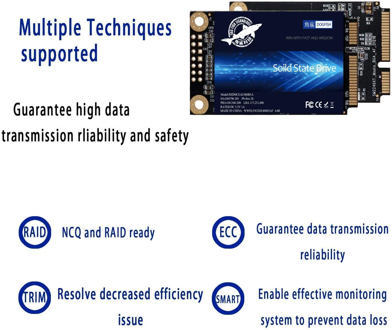 SSD mSATA 250GB Dogfish Internal Solid State Drive High Performance Hard Drive for Desktop Laptop SATAIII 6Gb/s Includes SSD 32GB 60GB 64GB 120GB 128GB 240GB 250GB 480GB 500G 1TB (250GB MSATA)