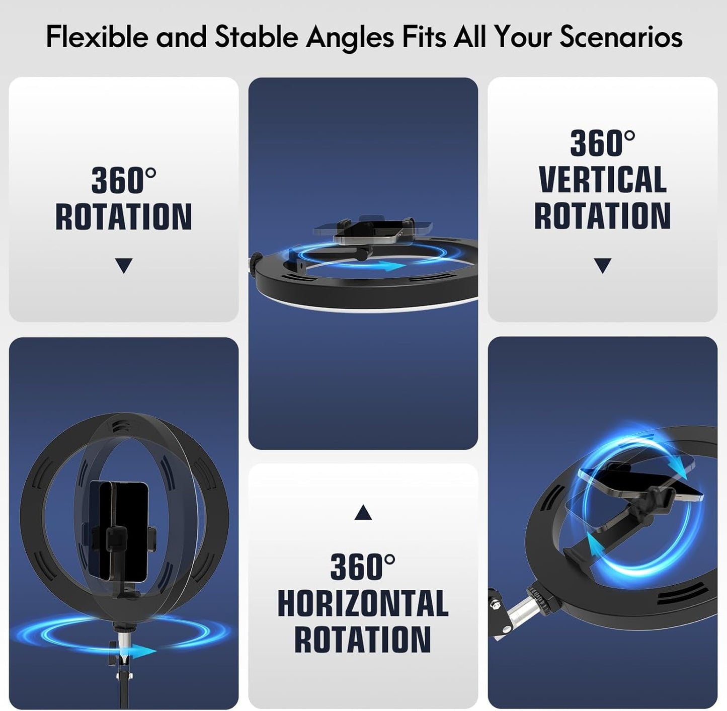 Overhead Camera Mount with Ring Light Phone Holder,10" LED Ring Light for Desk with Stand and Remote for iPhone,Phone Tripod with Light for Video Recording TikTok Live Stream Cooking Kitchen Vlogging