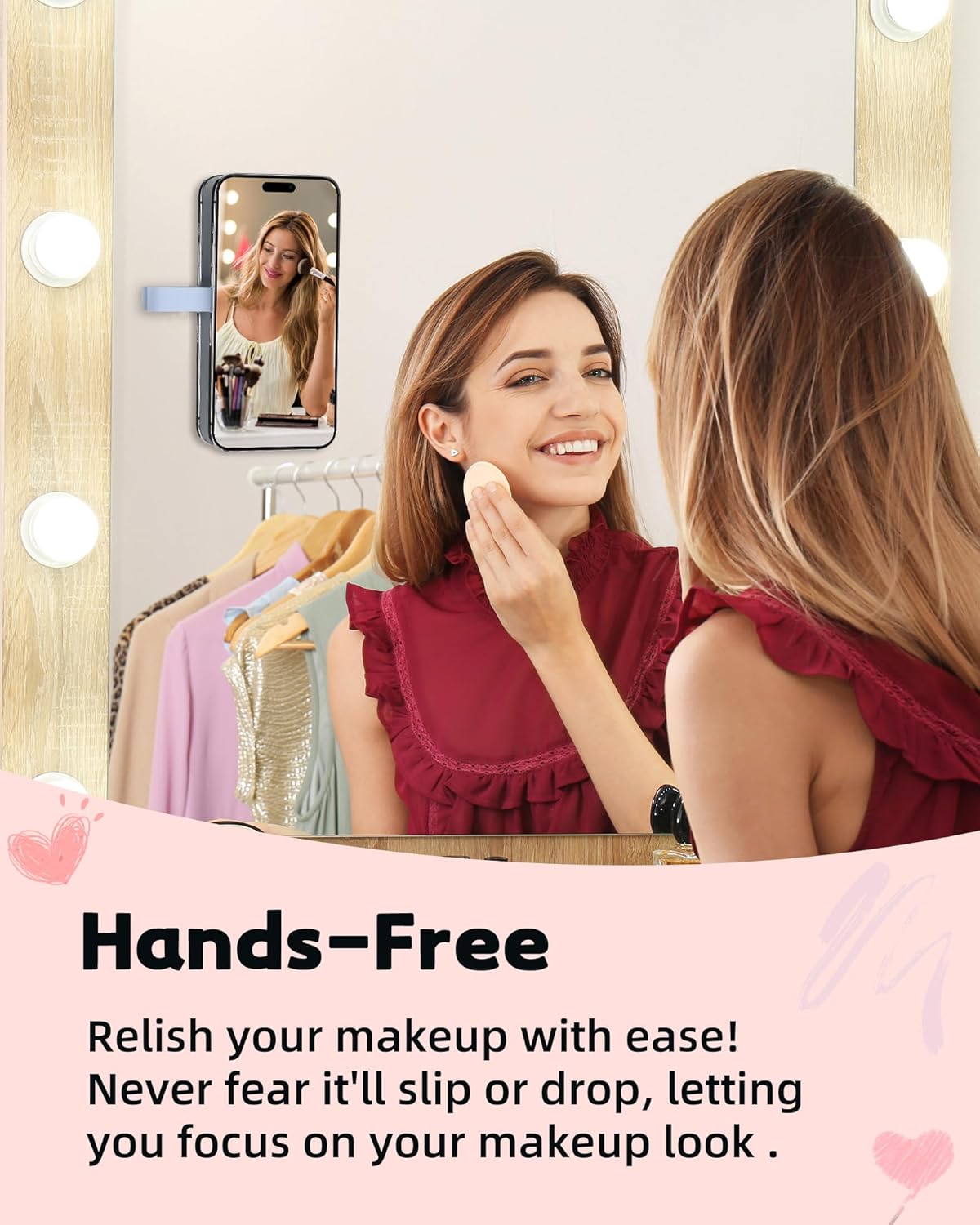 Magnetic Suction Phone Case Mount, Silicone Suction Cup Grip Stand for MagSafe Case, Hands-Free Phone Holder for iPhone 16/15/14 Pro Max, TikTok Videos, Selfies, Women Gift (Light Pink)911001A (Blue)