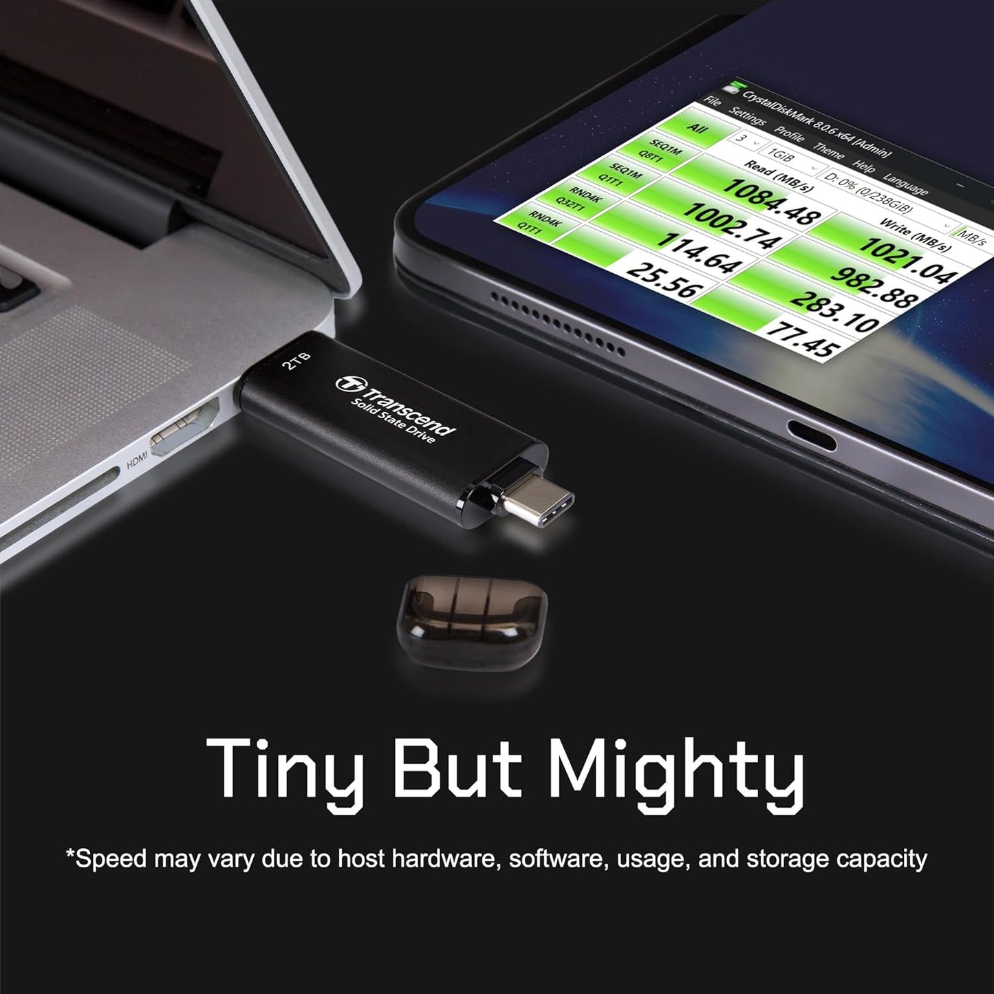 Transcend 256GB External SSD, Up to 1,050MB/s, Dual USB Flash Drive for iPhone&iPad&Mac, Windows&Android, Tablet&PC, Smart TV, USB 3.2 Gen 2 Thumb Drive Photo Stick, 2-in-1 Type C &Type A Memory Stick