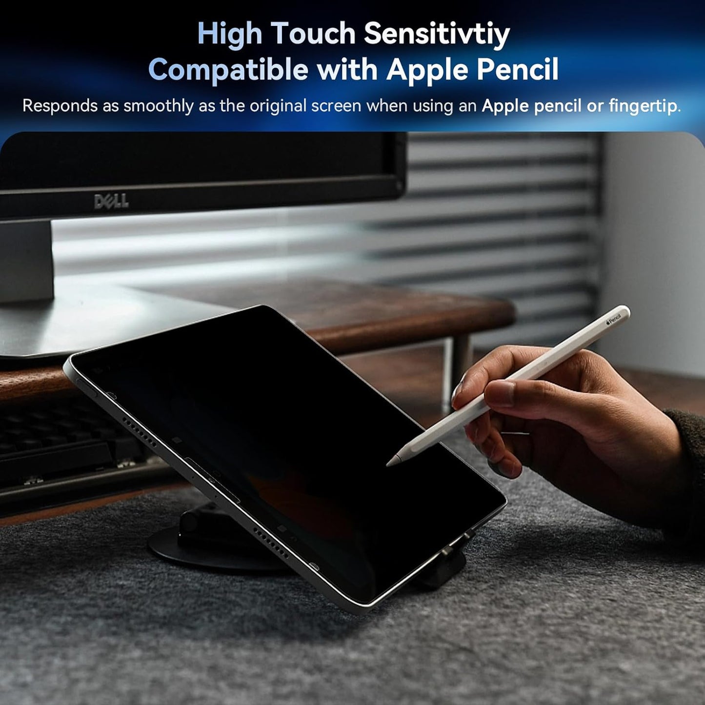 Privacy Screen Protector for iPad Air 5th&Air 4th (10.9 In)/ iPad Pro 11 (2022/21/20/18), Anti Glare Blue Light Spy Filter Private, High Sensitive Bubble-Free Easy Install Black Security Screen Shield