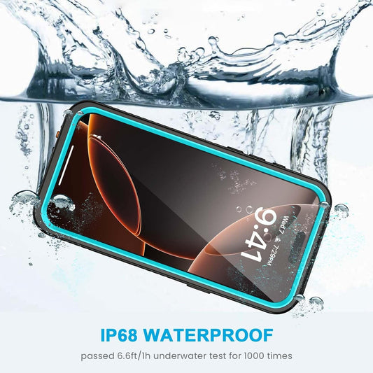 Lanhiem for iPhone 16 Pro Max Case, IP68 Waterproof Dustproof Shockproof Cases with Built-in Screen Protector, Full Body Heavy Duty Rugged Phone Cover for iPhone 16 Pro Max - 6.9 inch (Blue)