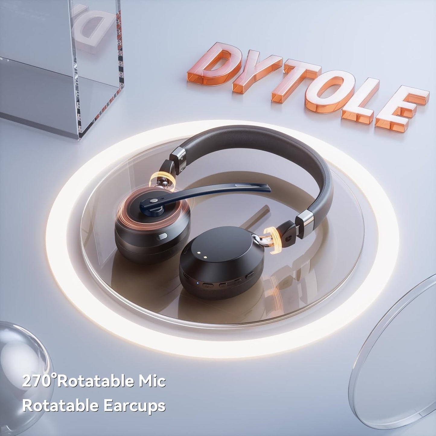 Wireless Headset with Mic for Work, Bluetooth Headphones with Microphone (Noise Cancelling) & Charging Base, Wireless Headset for Work from Home/Office/Call Center/PC/Computer/Teams/Zoom/Skype/Laptop