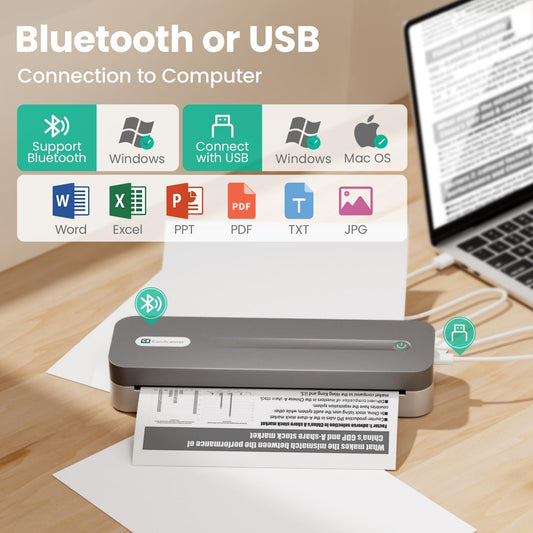 P1 Pro Thermal Printer, Large Format Portable Bluetooth Inkless Printer with 1 Roll Paper 8.5x11 Inch, Compatible with iPhone & Computer,Home Office Essentials