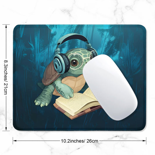 ITNRSIIET Mouse Pad with Stitched Edge Premium Textured Smooth Precise Operation Waterproof Washable Non-Slip Rubber Base Desktop Protection Mat, 10.2×8.3×0.12 inches, Pretty Turtles