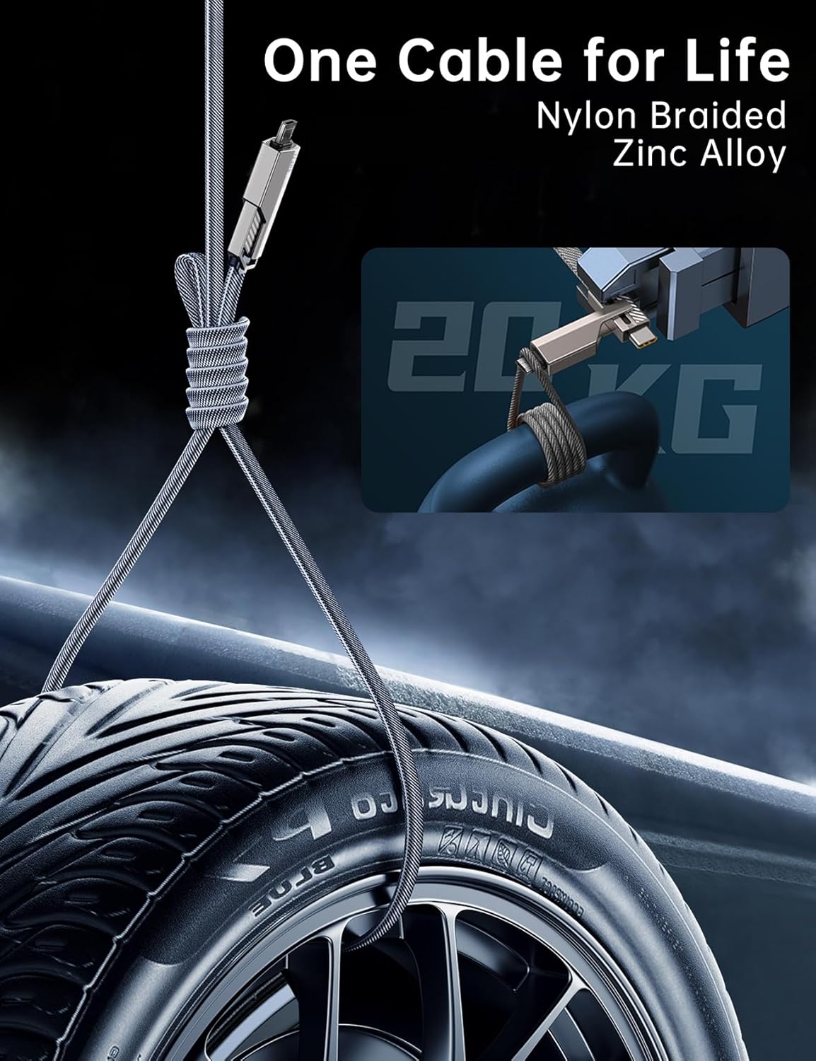 【One is Enough】 4-in-1 USB C to Micro Cable, High-Speed Charging & Fast Data Transfer,CarPlay & Android Auto Support Multi Charger Cord Combo Micro/Type C/USB A for iPhone/Samsung/iPad,3FT