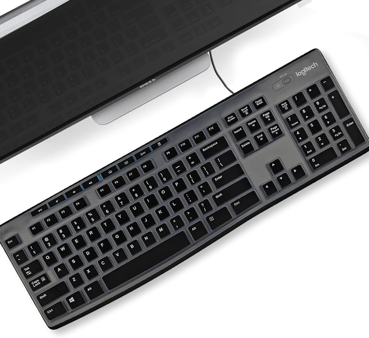 Keyboard Cover Silicone for Logitech K200 K260 K270, Keyboard Cover for Logitech K200 K260 K270 Ergonomic Wireless Keyboards, MK200 MK260 Keyboard Skin Waterproof Dustproof (Black)
