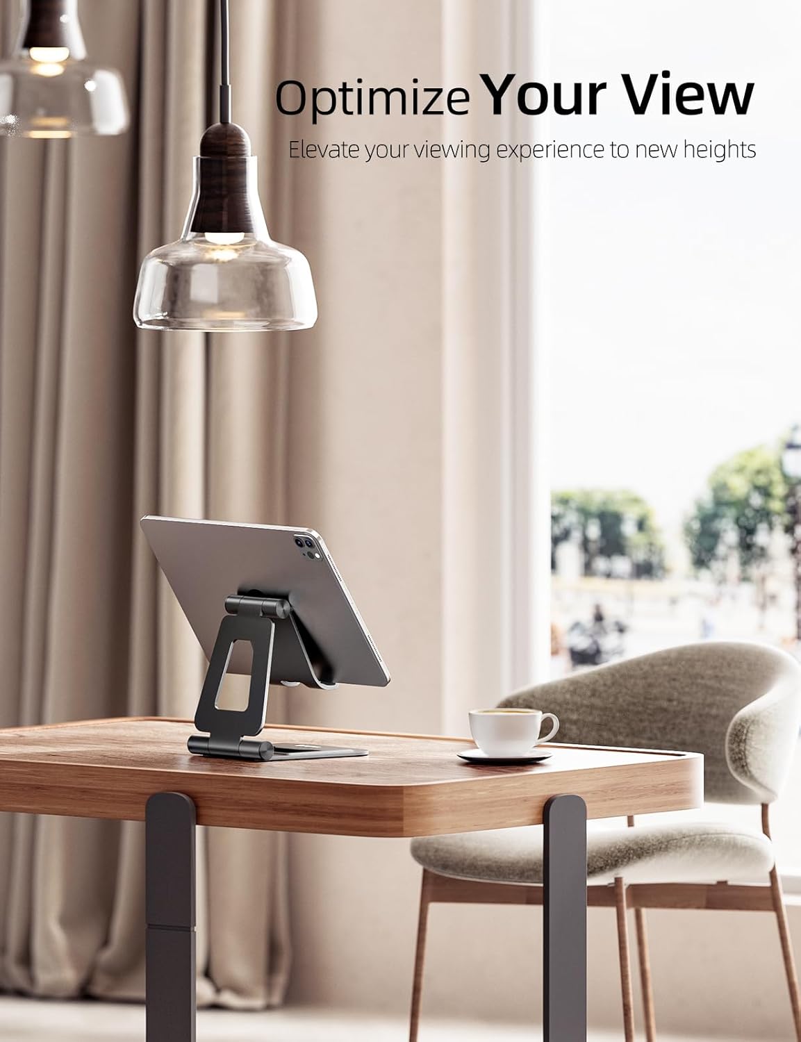 Nulaxy Aluminum Dual Foldable iPad Stand, Fully Adjustable Desktop Tablet Holder, Tablet Accessories for Office Kindle Compatible with Mobile Devices iPad Pro/Air/Mini, iPhone Pro/Max/Plus, Black