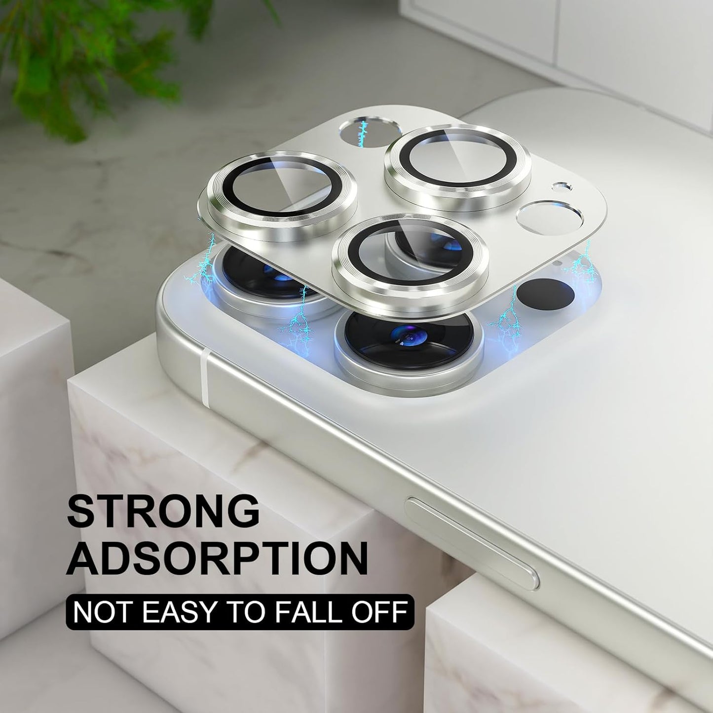 Choiche Compatible for iPhone 16 Pro/iPhone 16 Pro Max Camera Lens Protector, Bling Camera Cover with 9H Tempered Glass Lens Screen Protector Metal Ring Decoration Accessories(Silver)