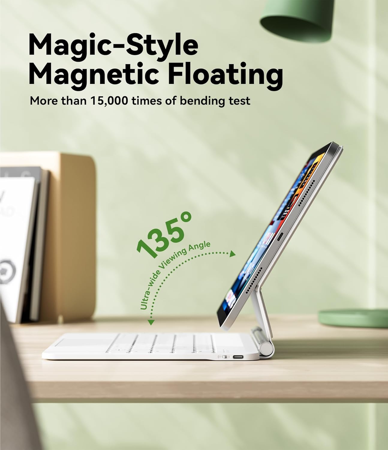 GreenLaw for iPad 11th(A16,2025)/10th(2022) Generation Case with Keyboard, Magic-Style Keyboard Stand, 7 Color Backlit, Stain-Resistant Surface, Multi-Touch Trackpad, White