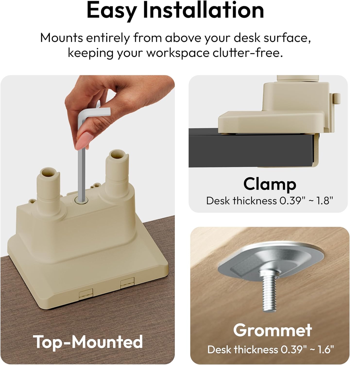 Pixio PS1D Wave Beige Dual Monitor Arm Stand Desk Mount - Fits up to 32 inches Monitors and up to 19.8lbs. VESA Compatibility and Integrated Cable Management