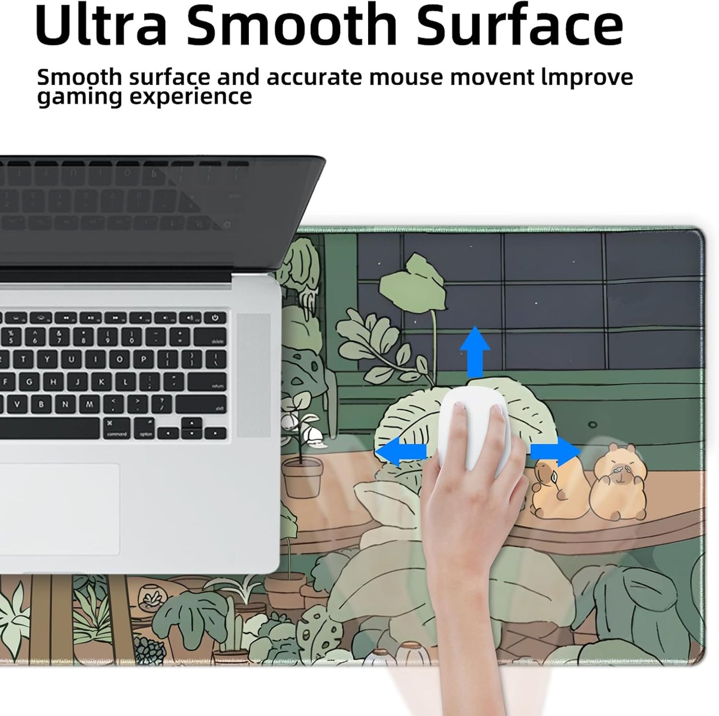 Galdas Gaming Mouse Pad XXL XL Large Long Extended Big Mousepad Non-Slip Rubber Keyboard Mouse Pad with Stitched Edges for Laptop Home Office (31.5x11.8x0.08 Inch) … (Green Window)